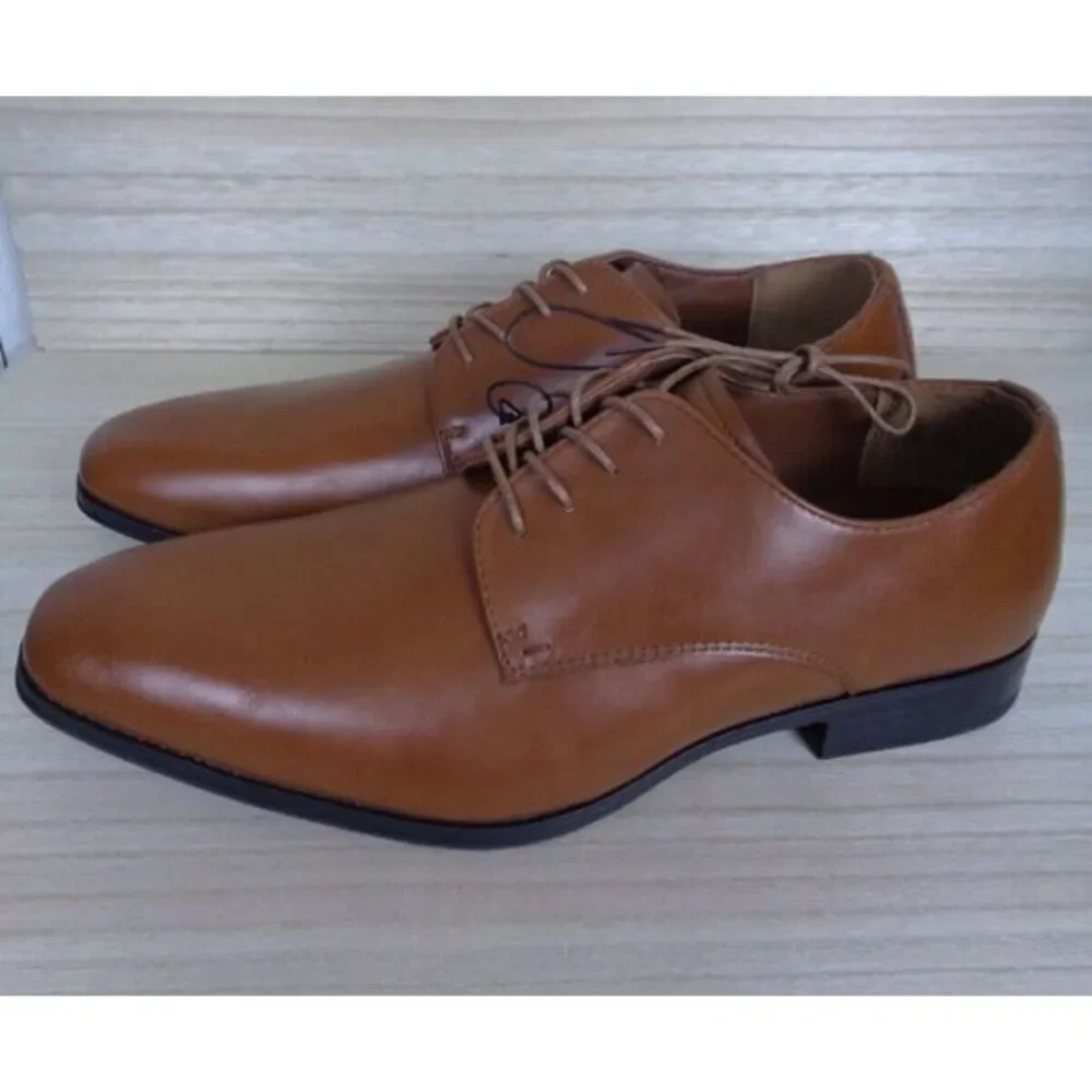 Perry Ellis Portfolio Leather Oxford Dress Shoes‎ Lace Up Brown Mens Size 8